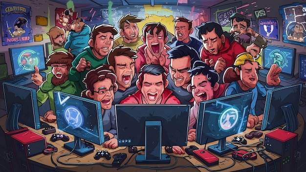 Gamers in computer club