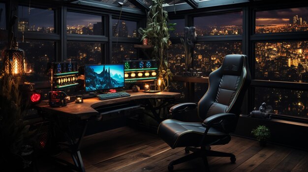 Premium AI Image | gaming aesthetic gamer playing game in the room ...