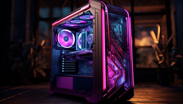 Gaming case that has a glowing led light strip