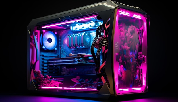 Gaming case that has a glowing LED light strip