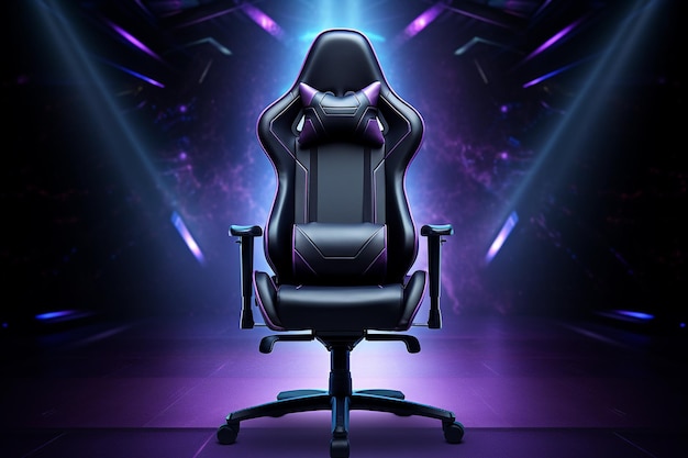 写真 gaming chair on glowing tech background