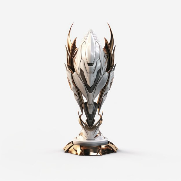 Photo gaming champion trophy with gold silver color on white