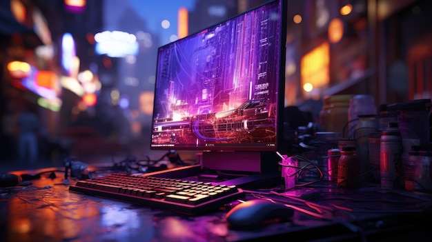 Gaming computer HD 8K wallpaper background Stock Photographic Image