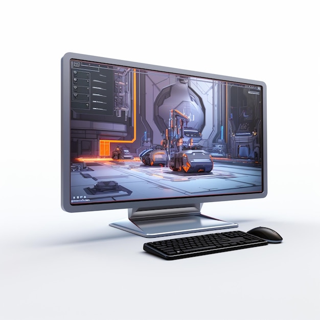 Photo a gaming computer white background