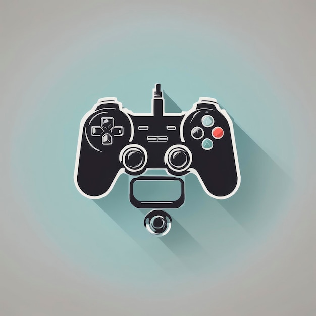 Gaming Controller Joystick Flat Vector Clipart Logo Design Illustration