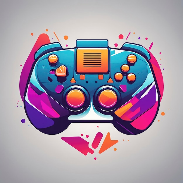 Gaming controller joystick flat vector clipart logo design illustration