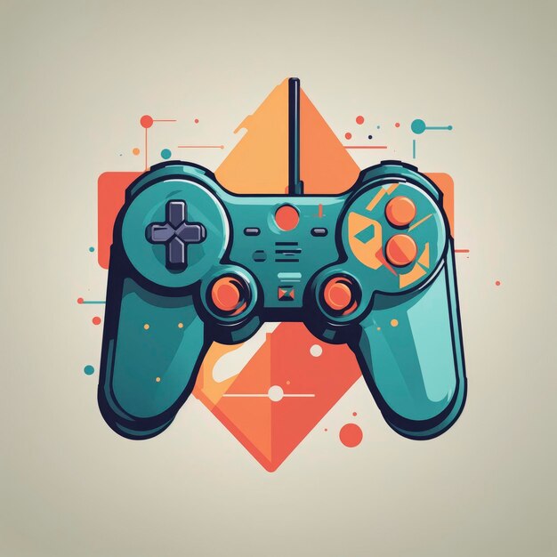 Gaming controller joystick flat vector clipart logo design illustration