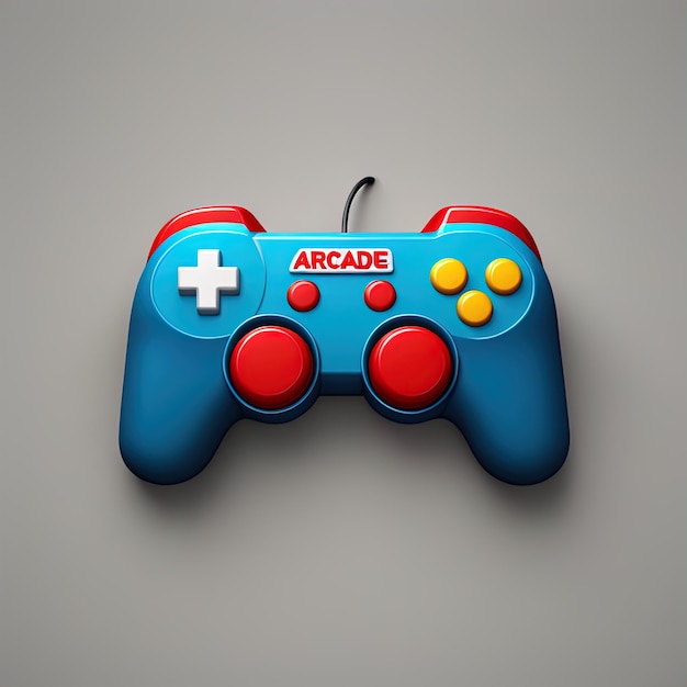 gaming controller with a joystick on blue backgroundgamepad on a blue background