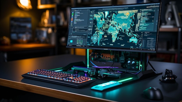 gaming desk computer HD wallpaper photographic image