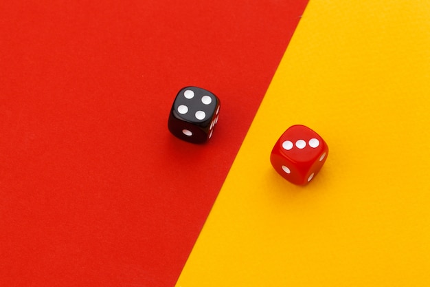 Photo gaming dice on colored paper