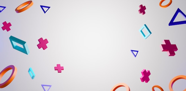 Gaming geometrie knoppictogram drijvend op de achtergrond 3d illustratie weergave abstract van behang voor gamer