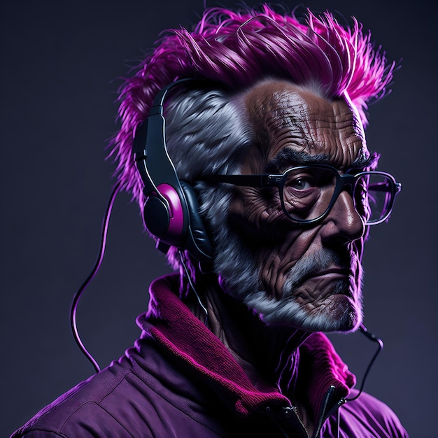 Gaming Grandpa An Illustration of an Elderly Gamer Portrait