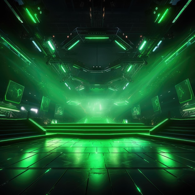Gaming Haven Dynamic Esports Arena omringd door levendige groene tinten