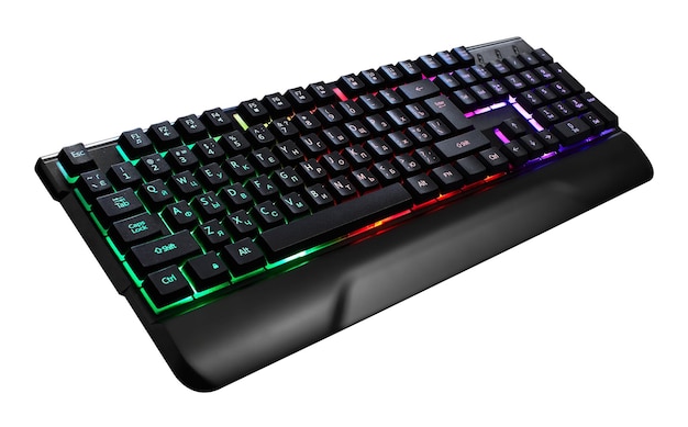 Gaming keyboard with RGB light on white