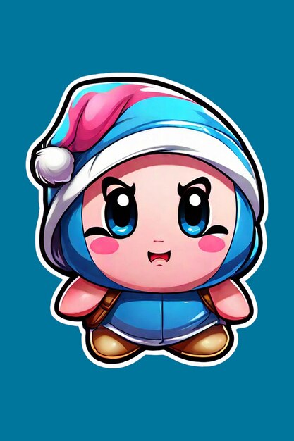 Foto gaming kirby chibi run op de weg sticker