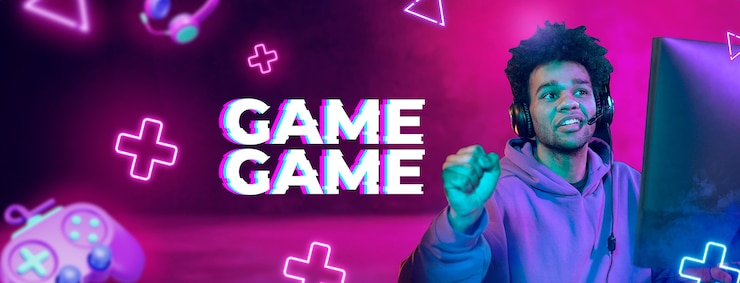 Foto gaming panoramische banner collage