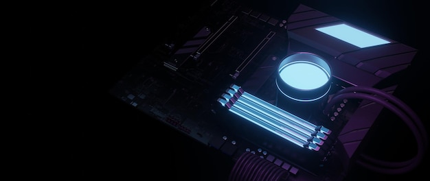 Scheda madre per pc da gioco cpu e ram con colori rgb luminosi