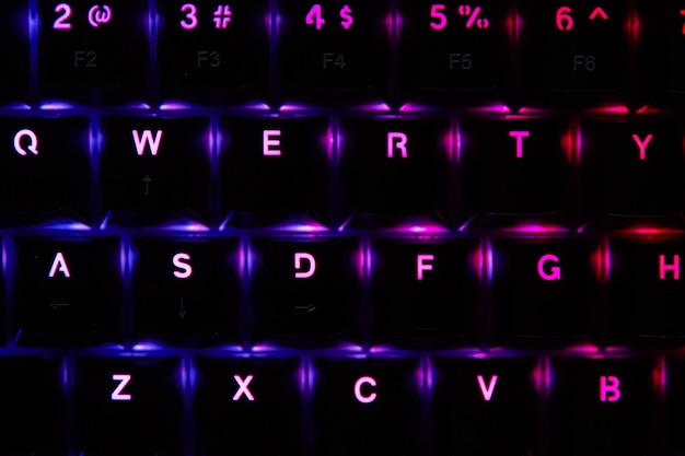 Photo gaming rgb keyboard on dark background