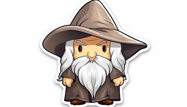 Photo gandalf  lord of the rings style doodle art cute kawaii sticker