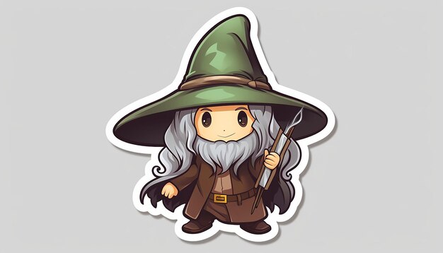 Gandalf  Lord of the Rings style Doodle Art cute kawaii sticker