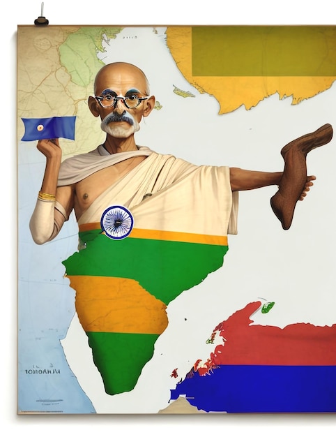 Gandhi Jayanti Banner Mahatma Gandhi met vlag 2 oktober nationale feestdag in India gevierd