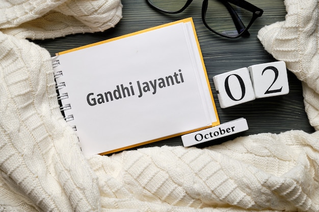 Gandhi Jayanti day of autumn month calendar october.