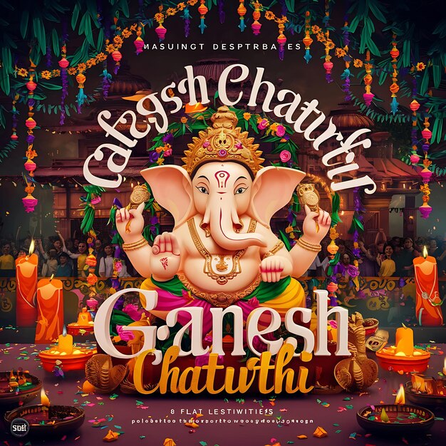 Foto ganesh chaturthi viering plat illustratie