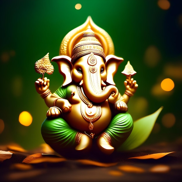 Photo ganesh illustration of colorful hindu lord ganesha on decorative background graphical poster modern