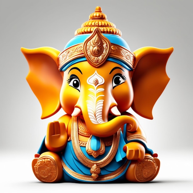 Ganesh Illustration of colorful hindu lord Ganesha on solid background