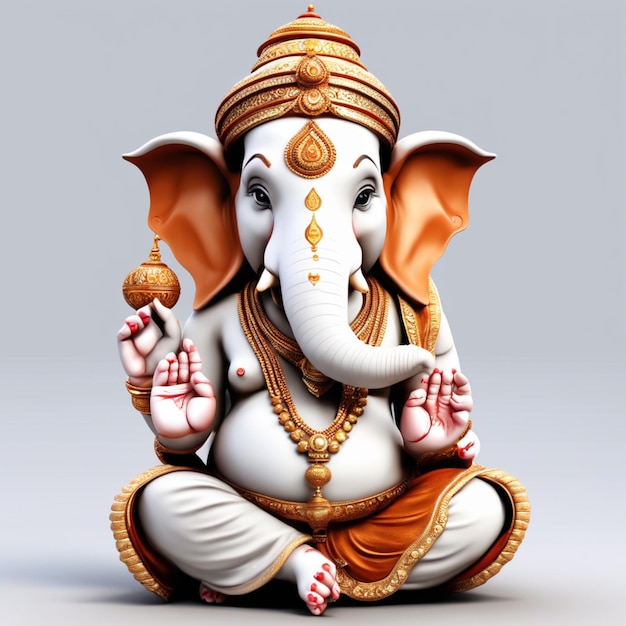 Ganesh Illustration of colorful hindu lord Ganesha on solid background