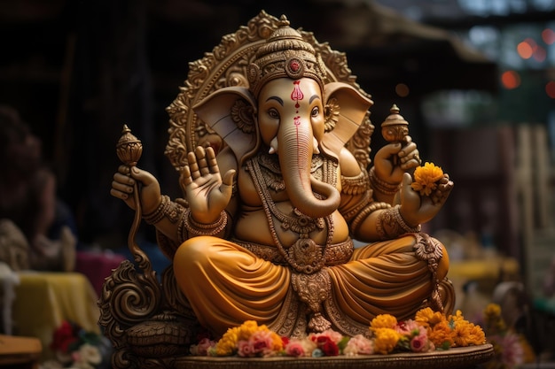 Photo ganesh an important image during diwali generative ai