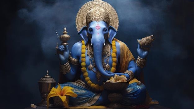 象の頭を持つインドの神に捧げられるガネーシャ チャトゥルティ フェスティバル