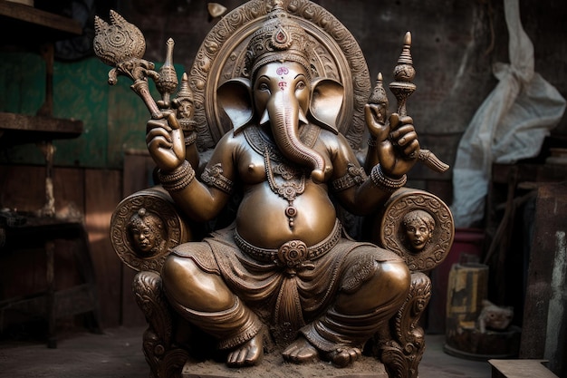 Ganesha de hindoegod met dansende muizen generatieve IA