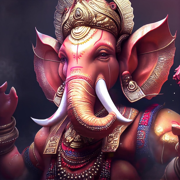 Ganesha god realistische portret illustratie hindoe god olifant