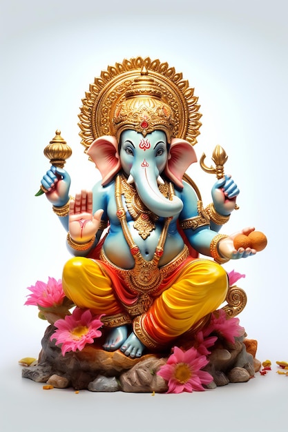 Ganesha Idol in Contrast with White Background
