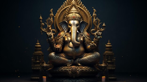 Ganesha Illustration of colorful hindu lord Ganesha on decorative background