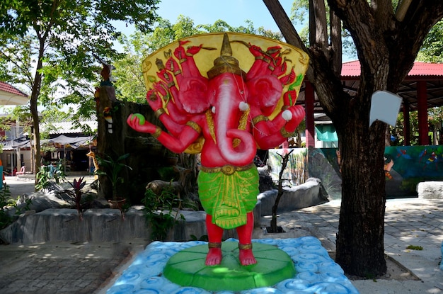 Ganesha Lord of Success Statue for people visit and praying at Wat Bang Chak on November 21 2015 in Nonthaburi Thailand