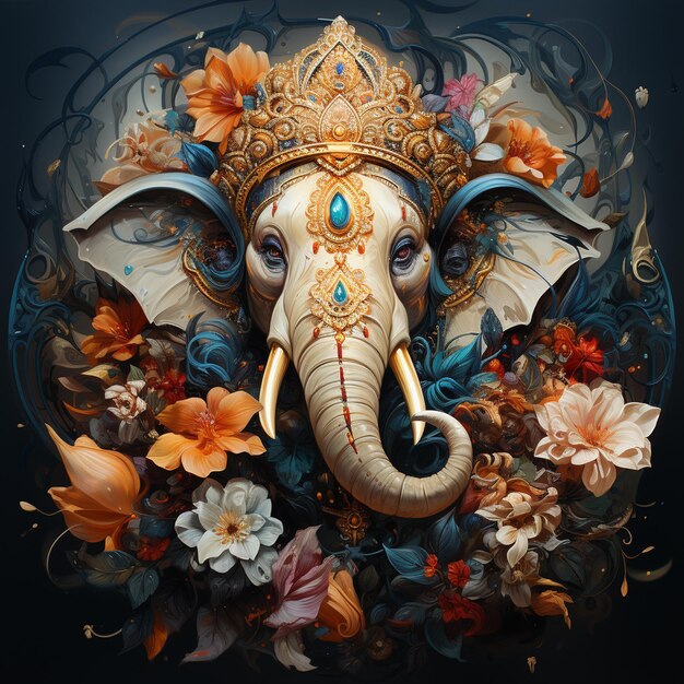 Ganesha met prachtige heldere kleuren
