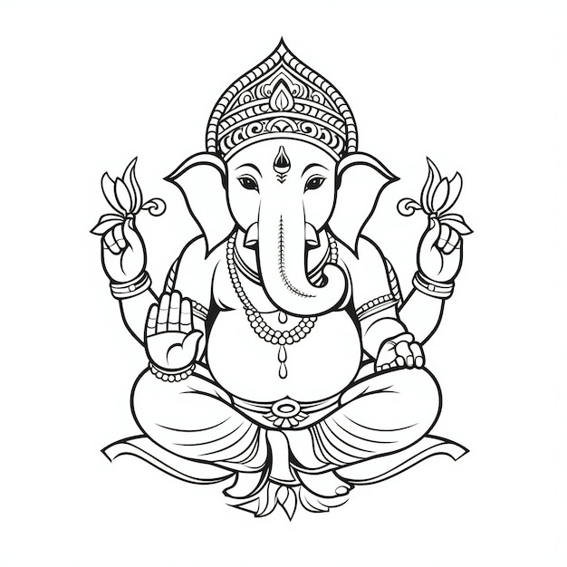 Ganesha Outlined Art for Kids' Coloring Book