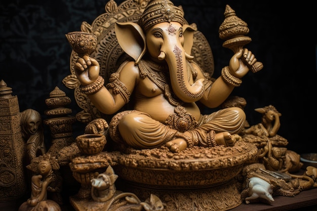 사진 춤추는 와 함께 힌두교 신인 가네샤 (ganesha)