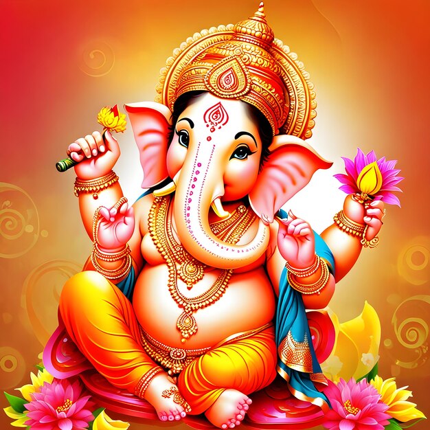 ganeshchaturthionwatergoldenredmukat