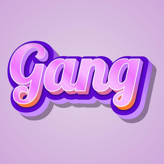 Gang typography 3d design cute text word cool background photo jpg