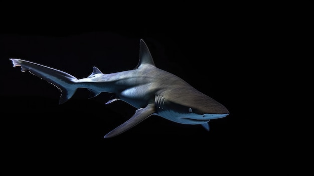 Photo ganges shark in the solid black background