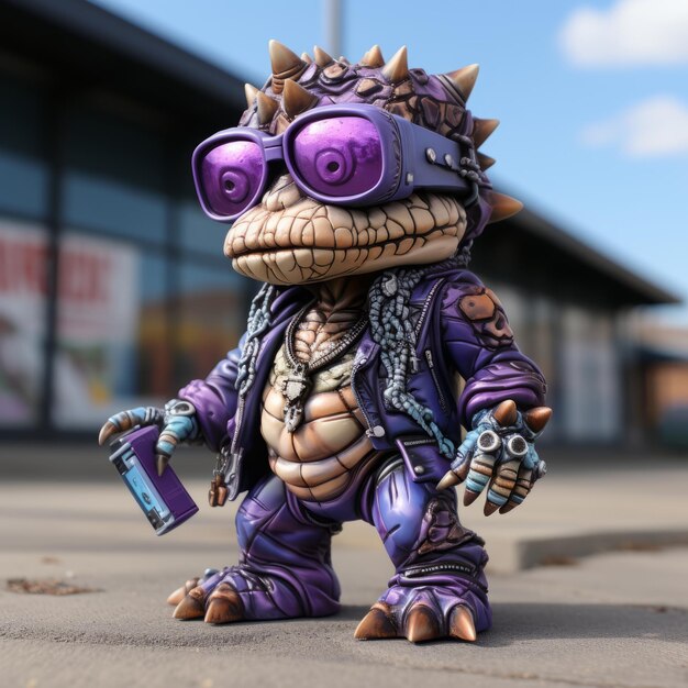 Photo gangster barney unleashed full body pose from head to toe blurple style