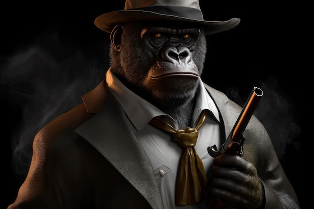 Gangster gorilla coat Male pimp Generate Ai