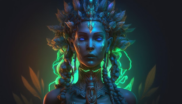 The ganja goddess 8k UHD HDR bio luminescent light effect image generative AI