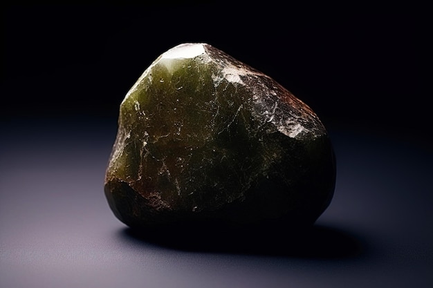 ガノフィライトは黒い背景の希少な貴重な天然石です AIが生成したヘッダーバナーのモックアップ