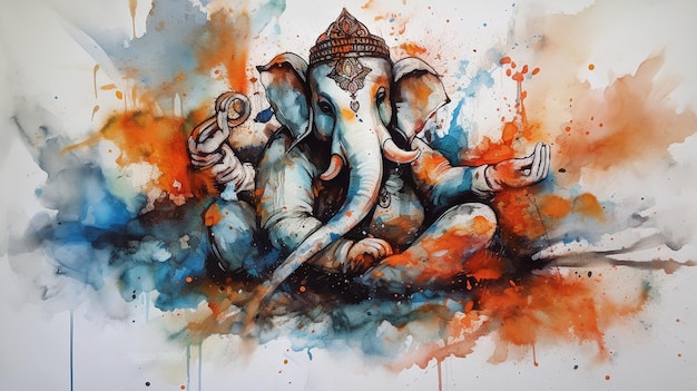 Foto l'ia generativa della pittura ad acqua di ganpati eves