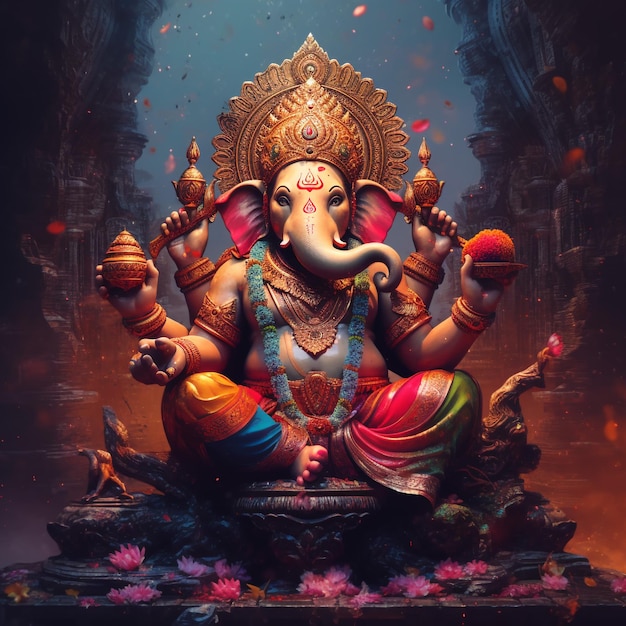 축제 배경을 가진 Ganpati Lord Ganesh