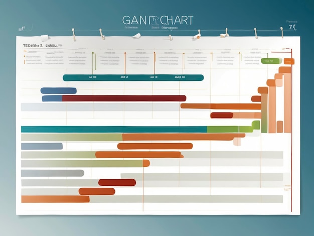 Photo a ganti chart with a bunch of different colors on it and a paper clip